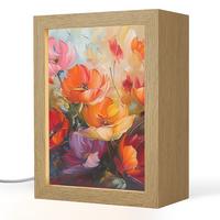 TISCHLEUCHTE Blumen - Bunt - Malerei - Abstrakt - Kunst 15x20 cm - Alufarben, Holzwerkstoff (8/15/20cm) - OnlyWow