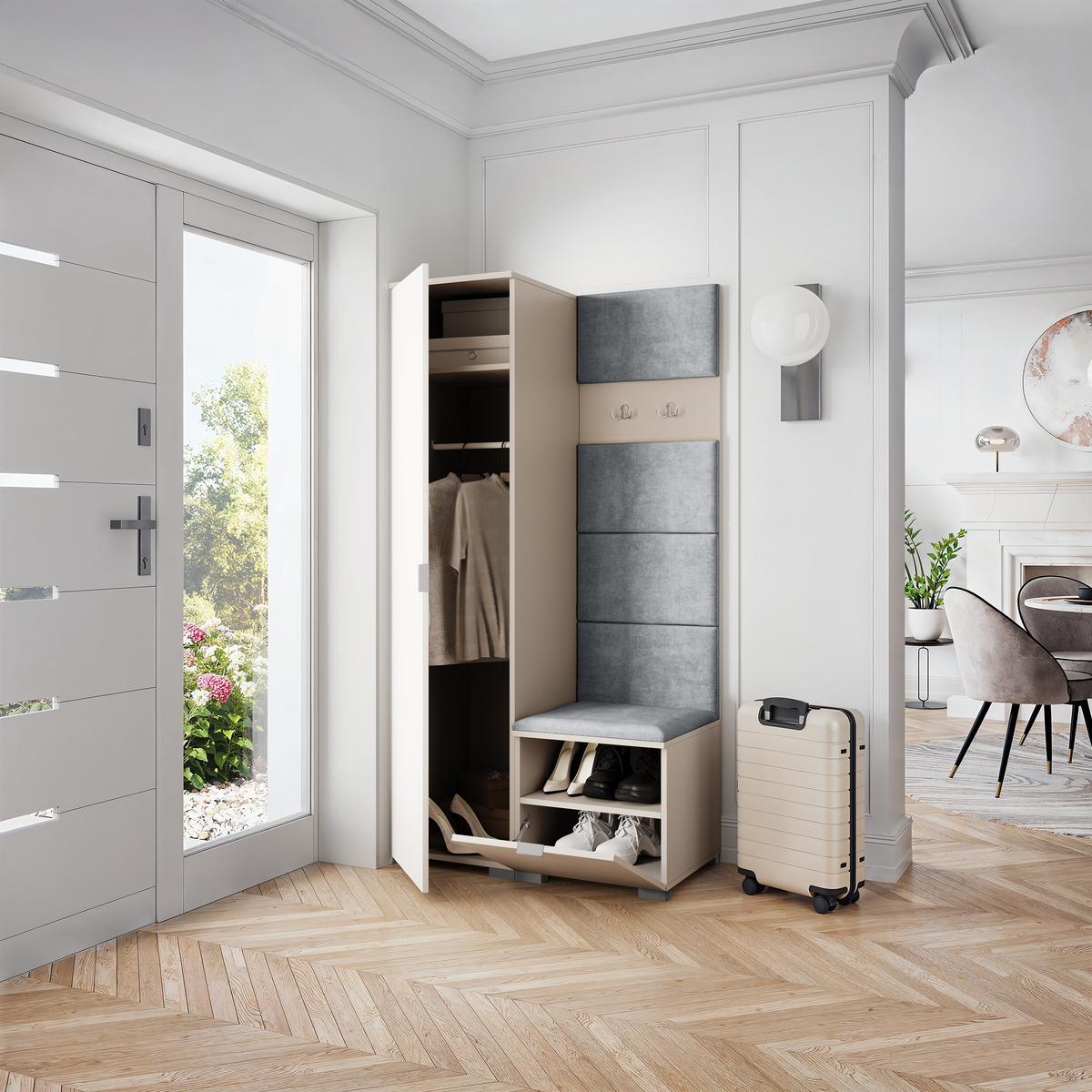 GARDEROBENSCHRANK LORI 95/181/51 cm Modern Kaschmir - Kaschmir/Hellgrau, Holzwerkstoff (95/181/51cm) - MASSENO