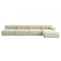 ECKSOFA modulares Sofa Razon-L3 - 380x160x70 cm Beige Velours - Beige, Holzwerkstoff/Textil (380/160cm) - ALTDECOR