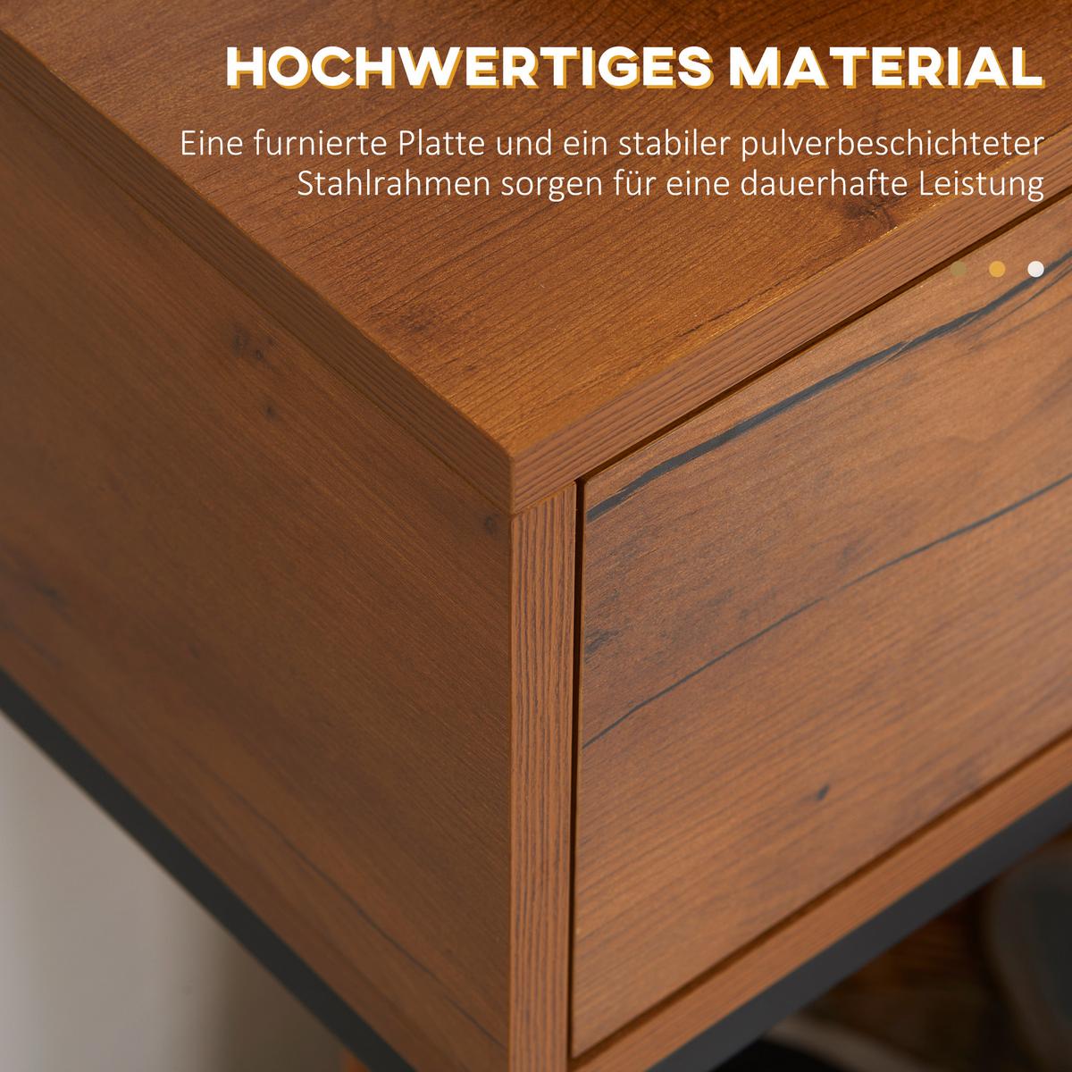 KONSOLENTISCH mit Schrank, Sofatisch Flurtisch im Industriedesign für Eingang - Naturfarben, Holzwerkstoff (80/30/76cm) - HOMCOM