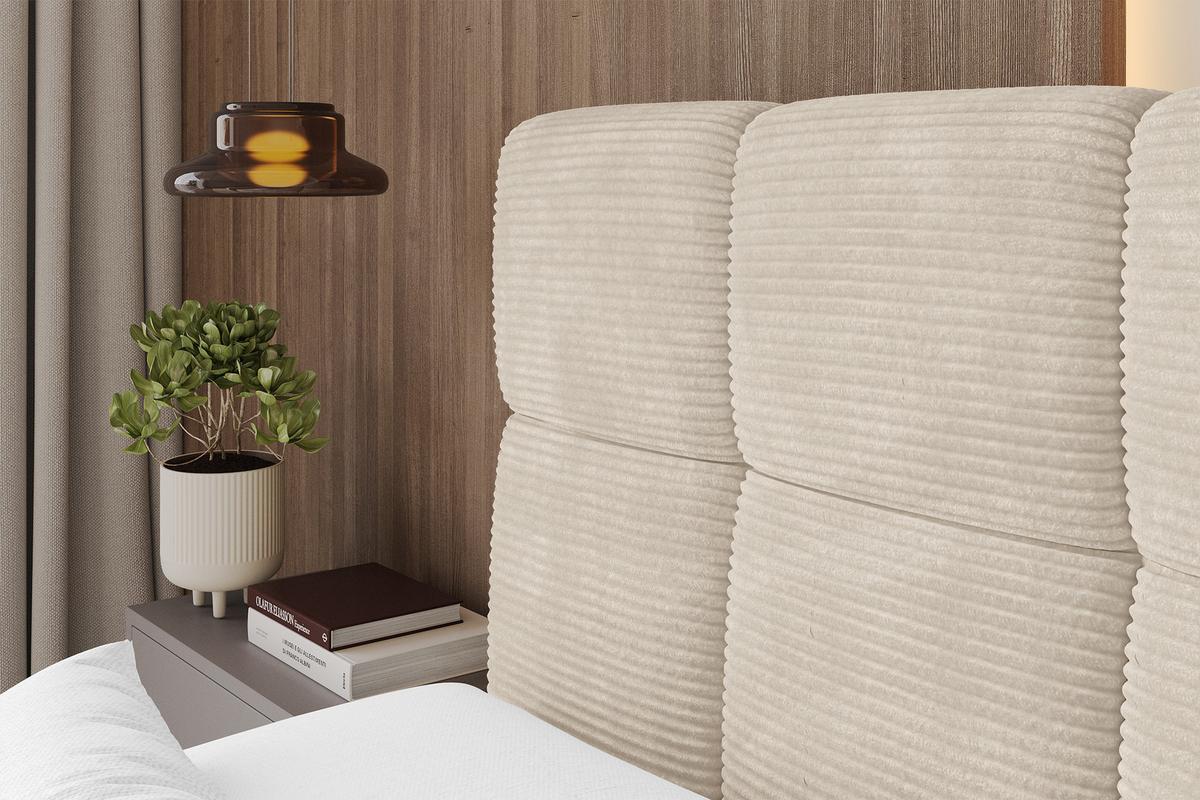 BOXBETT mit Matratze H3/H4 - FAMA-Z KING - 120x200 cm Beige Poso - Ecru, Holzwerkstoff (120/200cm) - ALTDECOR