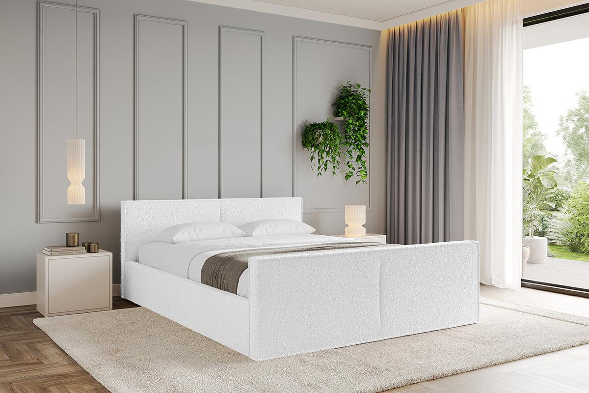 POLSTERBETT mit Bettkasten, Fußteil und Lattenrost, Boxbett mit Matratze H3/H4 - EMMI-Z-V1 180x200 Weiß - Weiß, Holzwerkstoff/Textil (180/200cm) - ALTDECOR