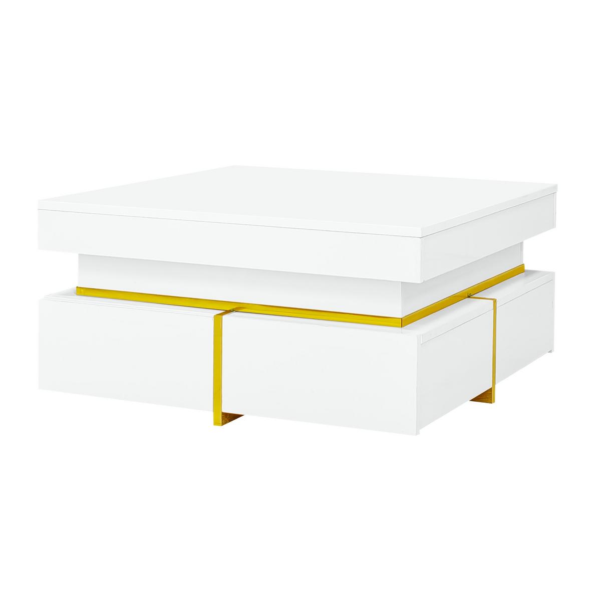 COUCHTISCH mit goldenen akzenten, 2 schubladen & kompaktes design - Weiß, Holzwerkstoff (70/70/35.5cm) - Urban Meuble