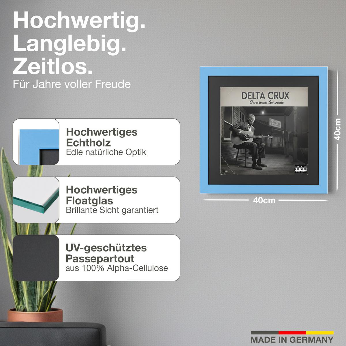 SCHALLPLATTEN BILDERRAHMEN 40/40 2er Set - Hellblau, Holz (40/40cm) - K-Möbel