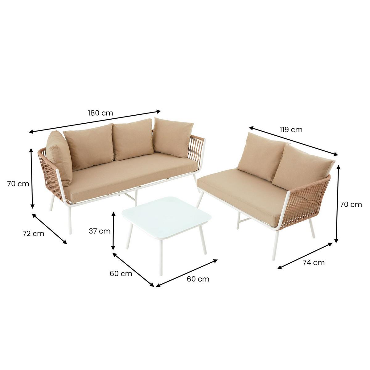 GARTENMÖBEL-SET JAKARTA - Beige, Metall - IDIMEX