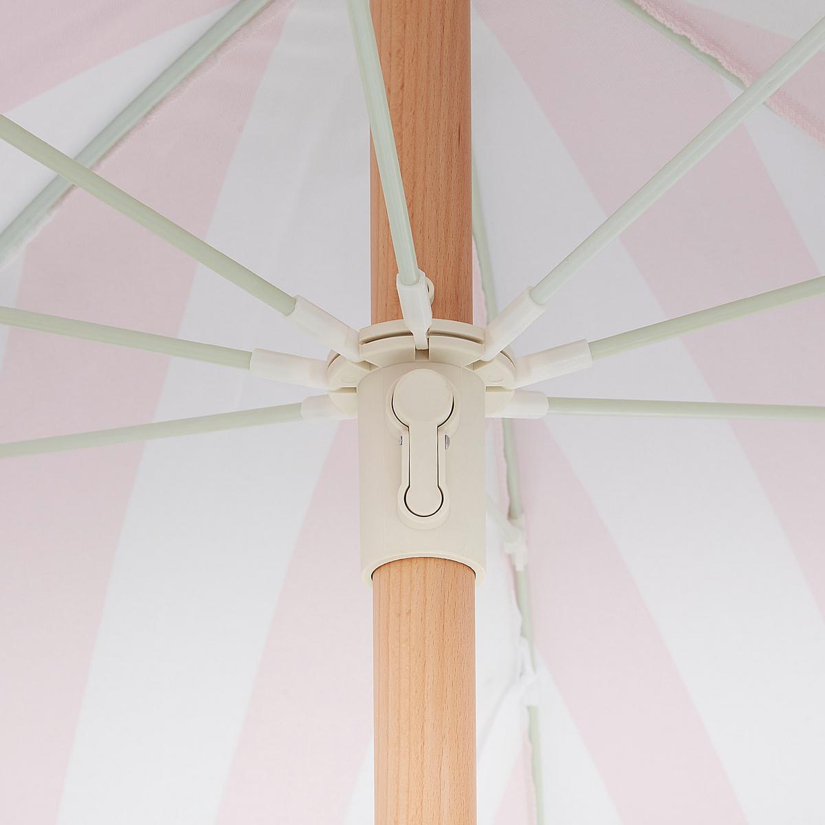 SONNENSCHIRM rosa/weiß mit Volant 150 cm Mondello - Hellbraun/Pink, Textil (150/150cm) - Beliani