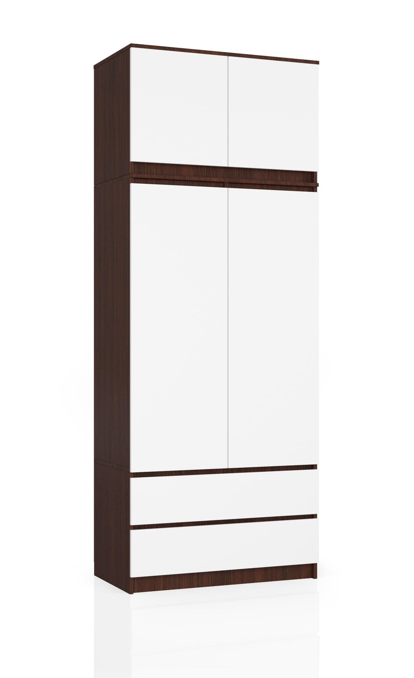 KLEIDERSCHRANK Dunkelbraun, Weiß 234/90/51 - Dunkelbraun/Weiß, Holzwerkstoff (90/234/51cm) - RAUMHIRSCH FURNITURE