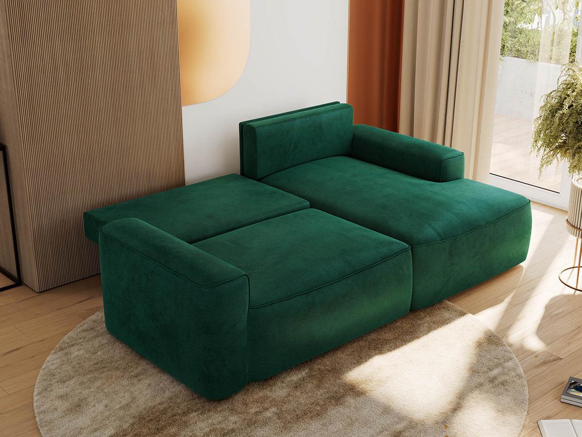 ECKSOFA BELLUNO L Dunkelgrün Velvet - Rechts - Dunkelgrün/Schwarz, Textil (233/144cm) - MKS