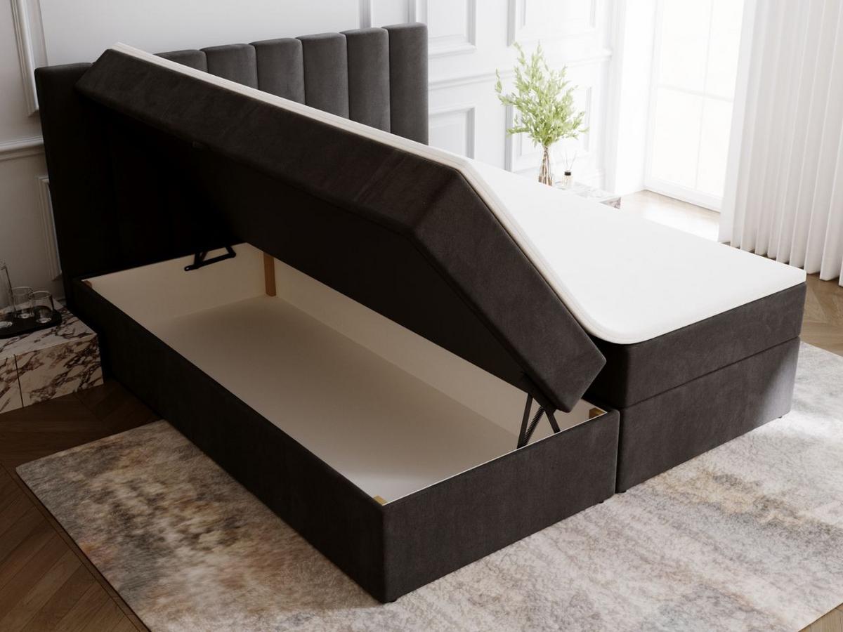 BOXBETT Mocca 140x200 Schwarz - Schwarz, Holz/Textil (140/200cm) - Graingold