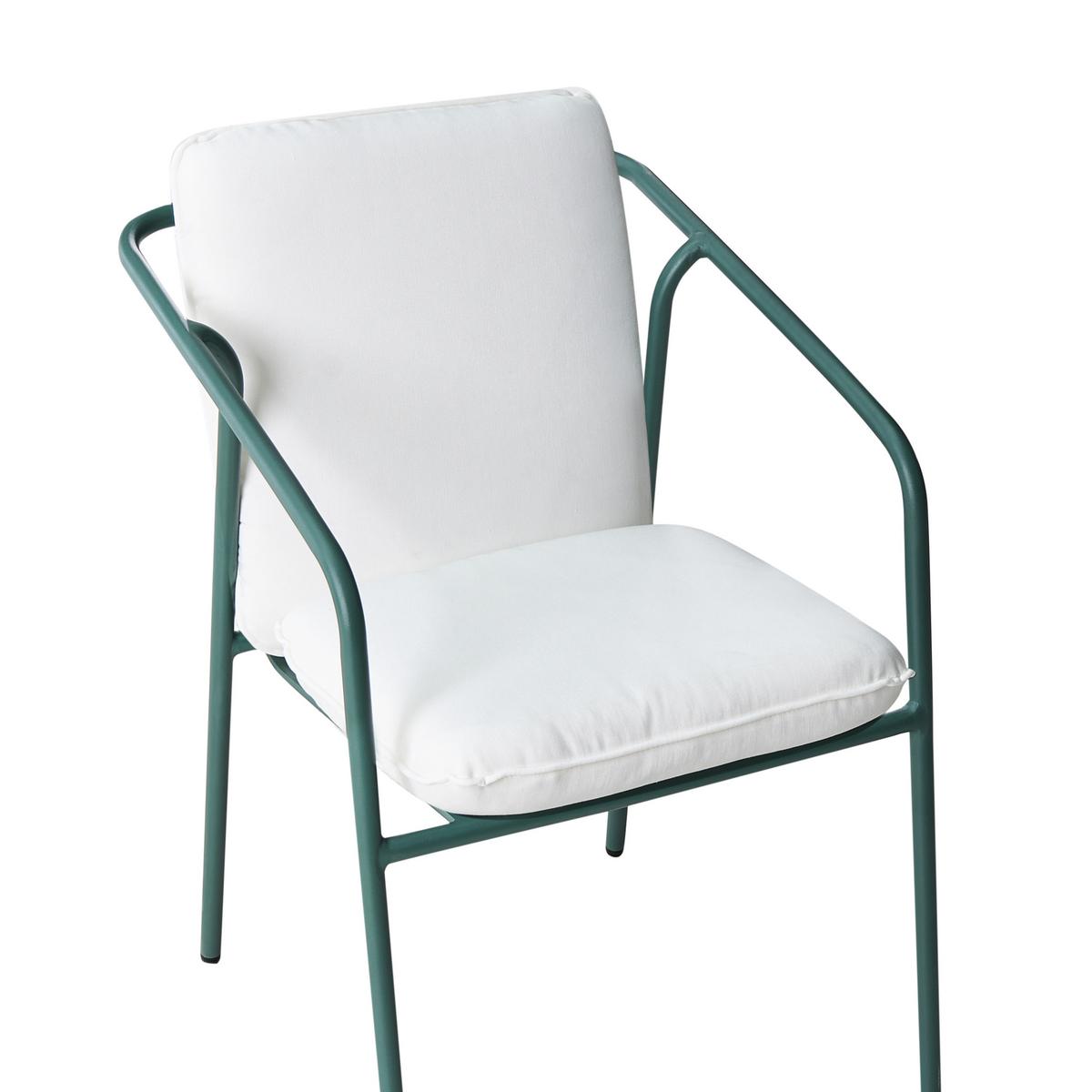 GARTENSTUHL 4er-Set Grün Asciano - Weiß/Grün, Metall (55/86/61cm) - Beliani