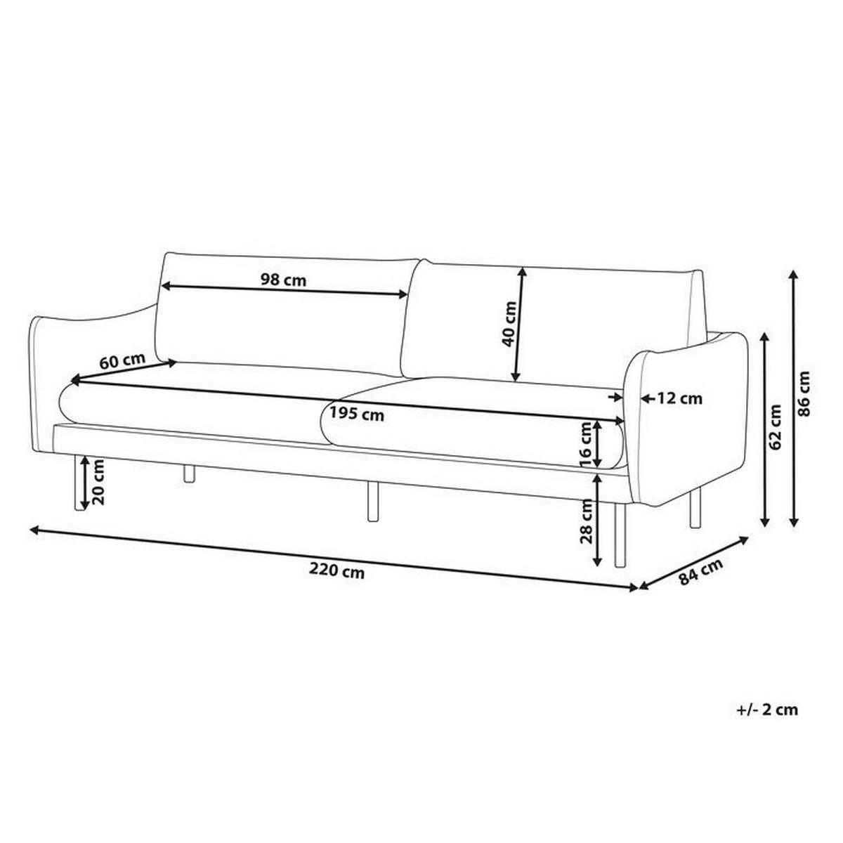 3-SITZER-SOFA Samtstoff Grau Vinterbro - Grau, Textil (220/86/84cm) - Beliani