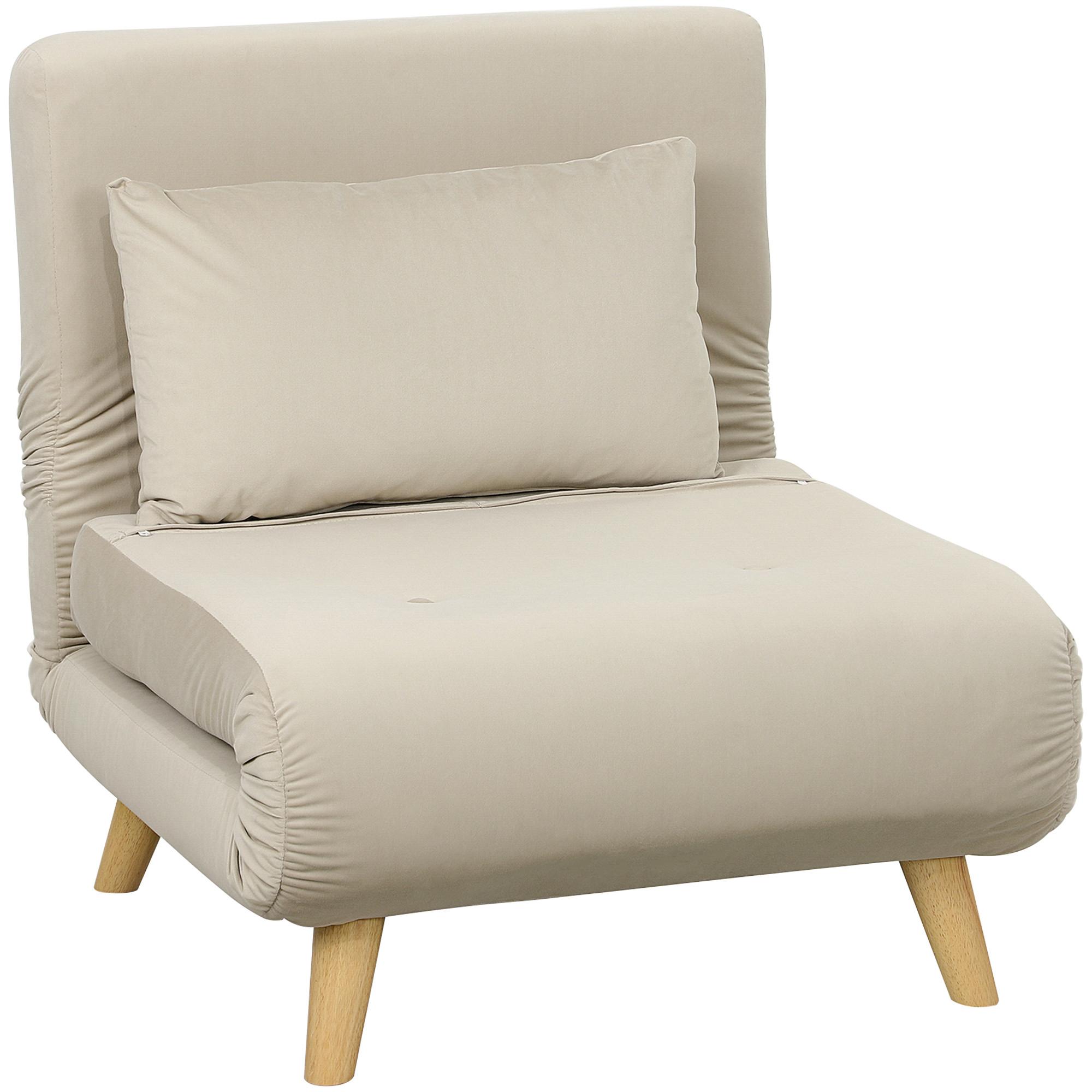 SCHLAFSESSEL, Klappsessel mit Bettfunktion, bis 120 kg belastbar, Beige - Beige/Naturfarben, Holz/Textil (78/79/72cm) - HOMCOM