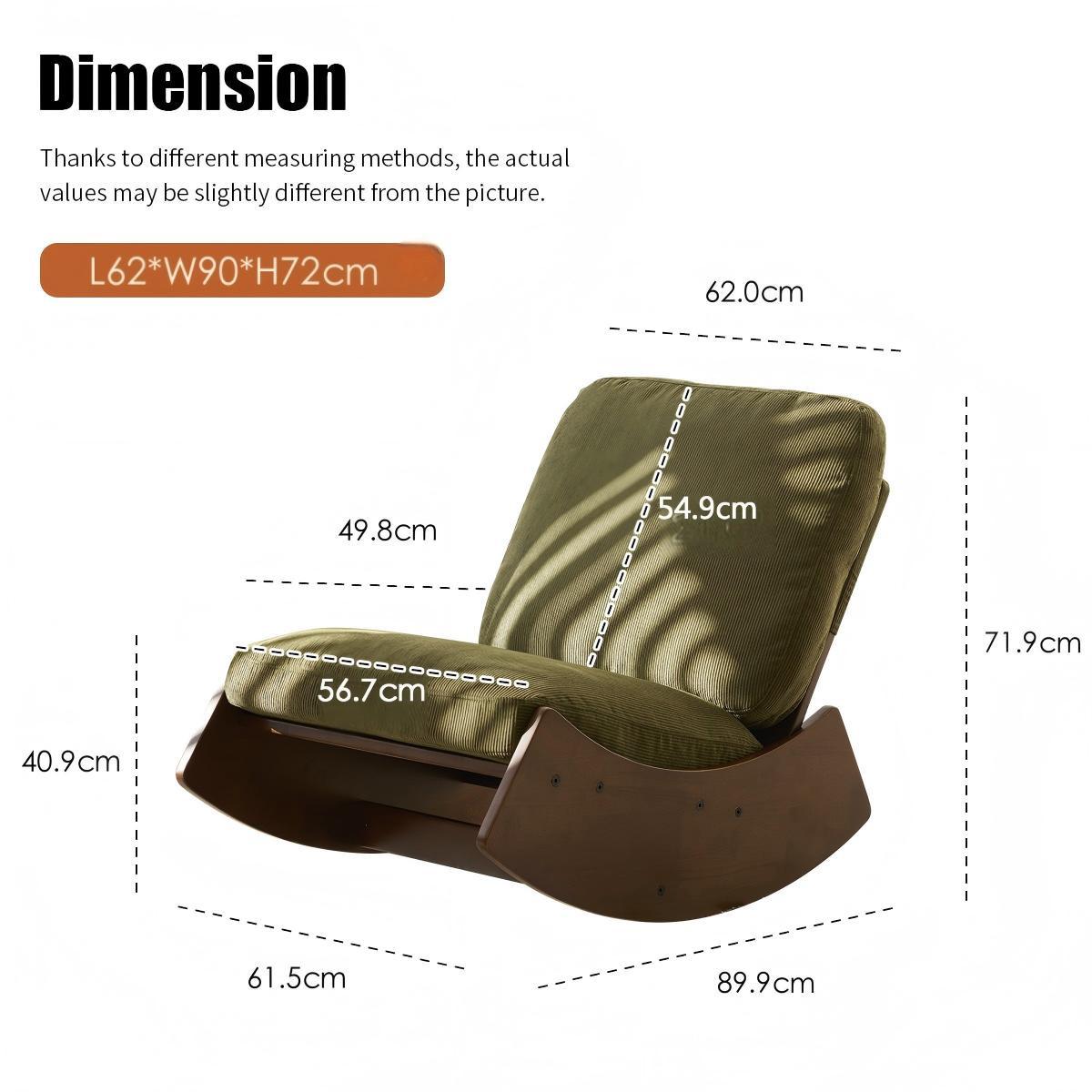 SCHAUKELSTUHL stoff grün holz gleitstuhl modern - Grün, Textil (90/71.9/61.5cm) - Urban Meuble