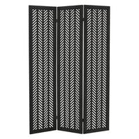 PARAVENT 3 teilig Kobe 170x121 cm Schwarz aus Holz - Schwarz, Holz (121/170/2cm) - ML-DESIGN
