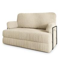 BETTSOFA KESTE aus Schaumstoff Bucle-Stoff Creme Schlaffunktion - Creme, Textil (140/86/60cm) - MASSENO