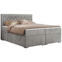 BOXBETT JASIR 120/200 - Hellgrau Velvet - H3 - Hellgrau, Holz/Textil (120/200cm) - MKS