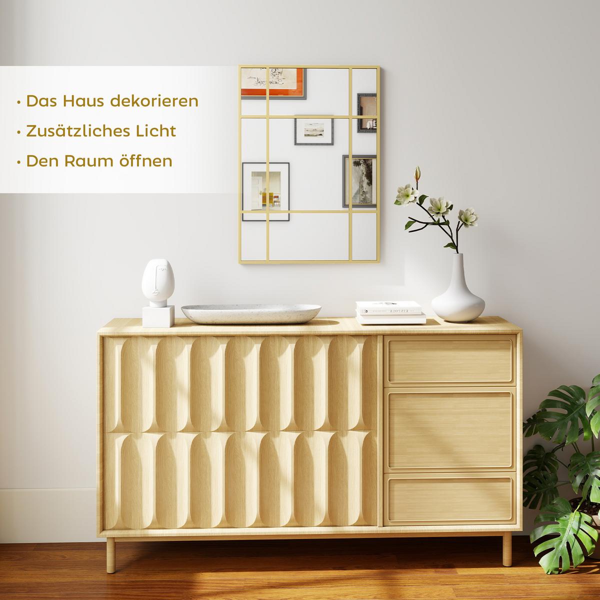 WANDSPIEGEL Glas Metall Gold - Goldfarben, Glas (2/70/50cm) - HOMCOM