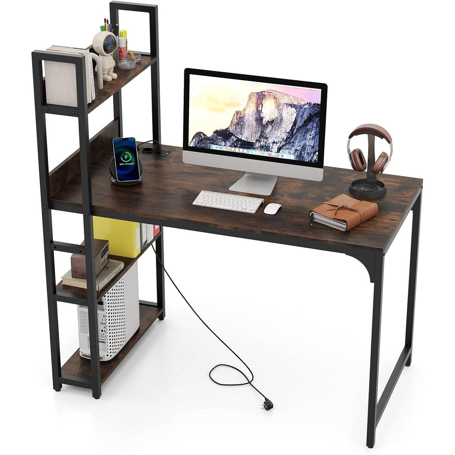 COMPUTERTISCH Braun - Braun, Holzwerkstoff (65/120/130cm) - COSTWAY