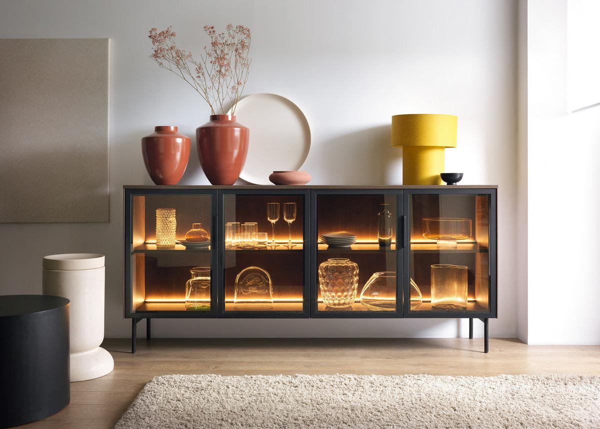 SIDEBOARD GLORIA 181,3x39,3x82,6 cm mit 4 Türen Eichefarben - Braun, Holzwerkstoff (181.3/82.6/39.3cm) - MASSENO