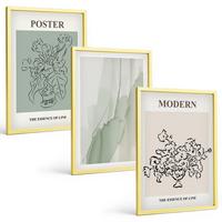 BILDER SET 3er Set - 40x60 cm Goldrahmen - Blumen in einer modernen Vase - Goldfarben, Kunststoff (40/60cm) - TULUP