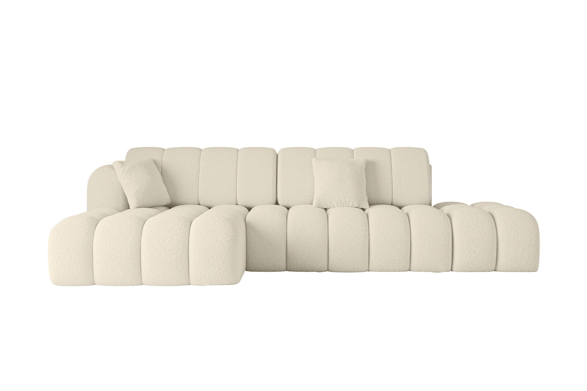ECKSOFA mit Schlaffunktion Ottomane Links OLEA-L2 321x164x75 Beige Bouclé - Beige/Schwarz, Holzwerkstoff/Kunststoff (321/164cm) - ALTDECOR