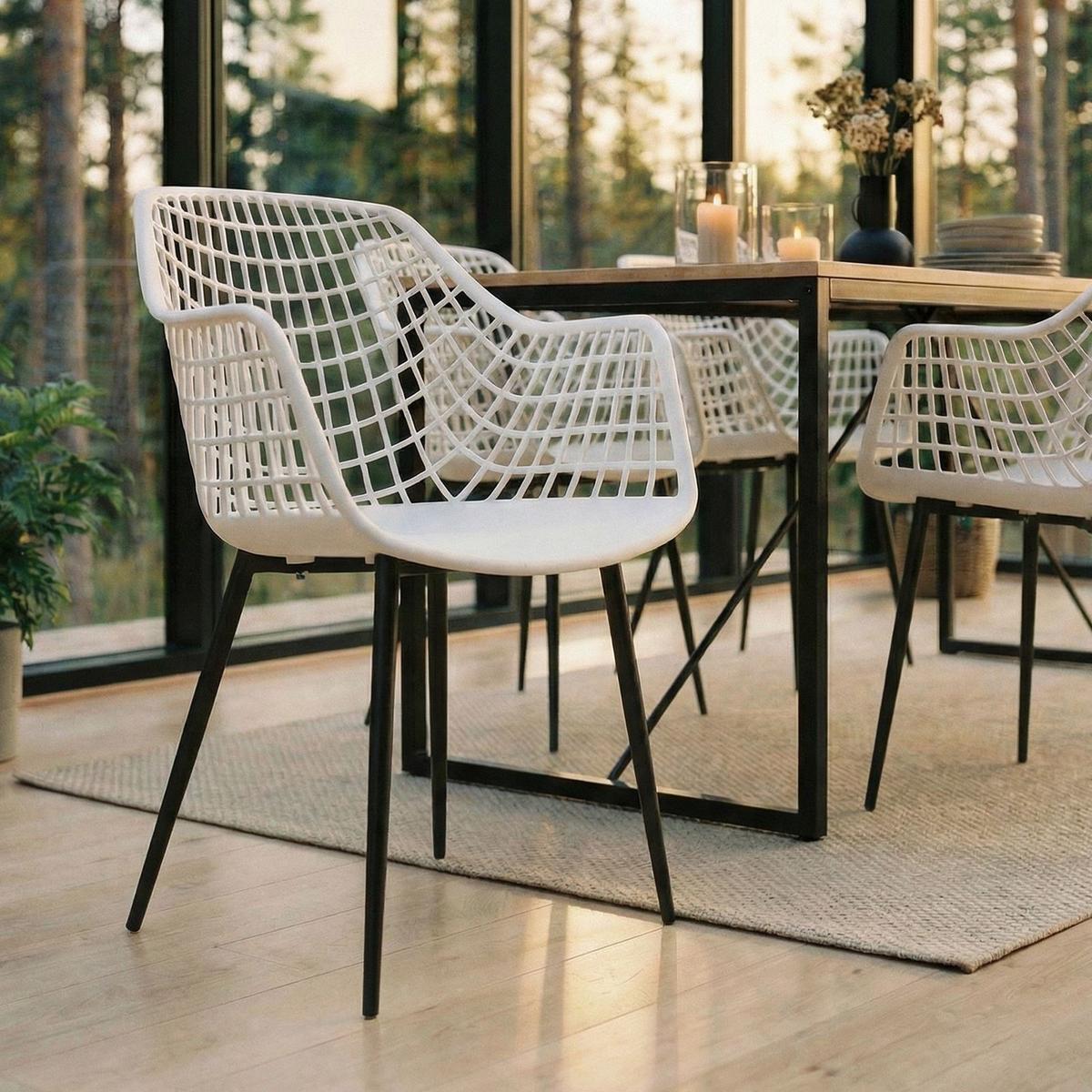 GARTENSTUHL LUCIA 4er-Set weiß - Weiß, Textil (58/85/55cm) - IDIMEX