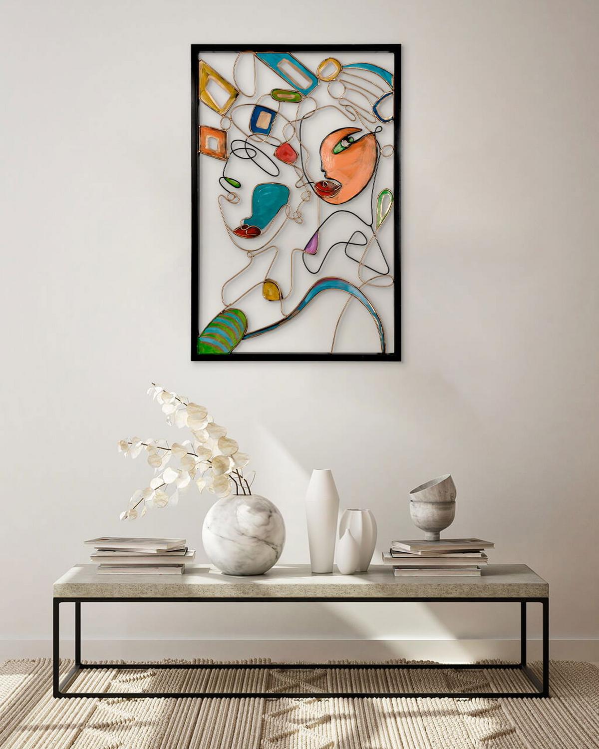 METALLBILD Bunt 60/90 cm - Goldfarben/Multicolor, Metall (2.45/90cm) - KUNSTLOFT
