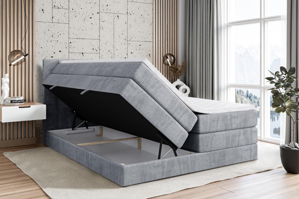 BOXSPRINGBETT VELANTO-BZ KING - 180 x 200 - H3/H4 - Grau - Grau, Holzwerkstoff (180/200cm) - ALTDECOR