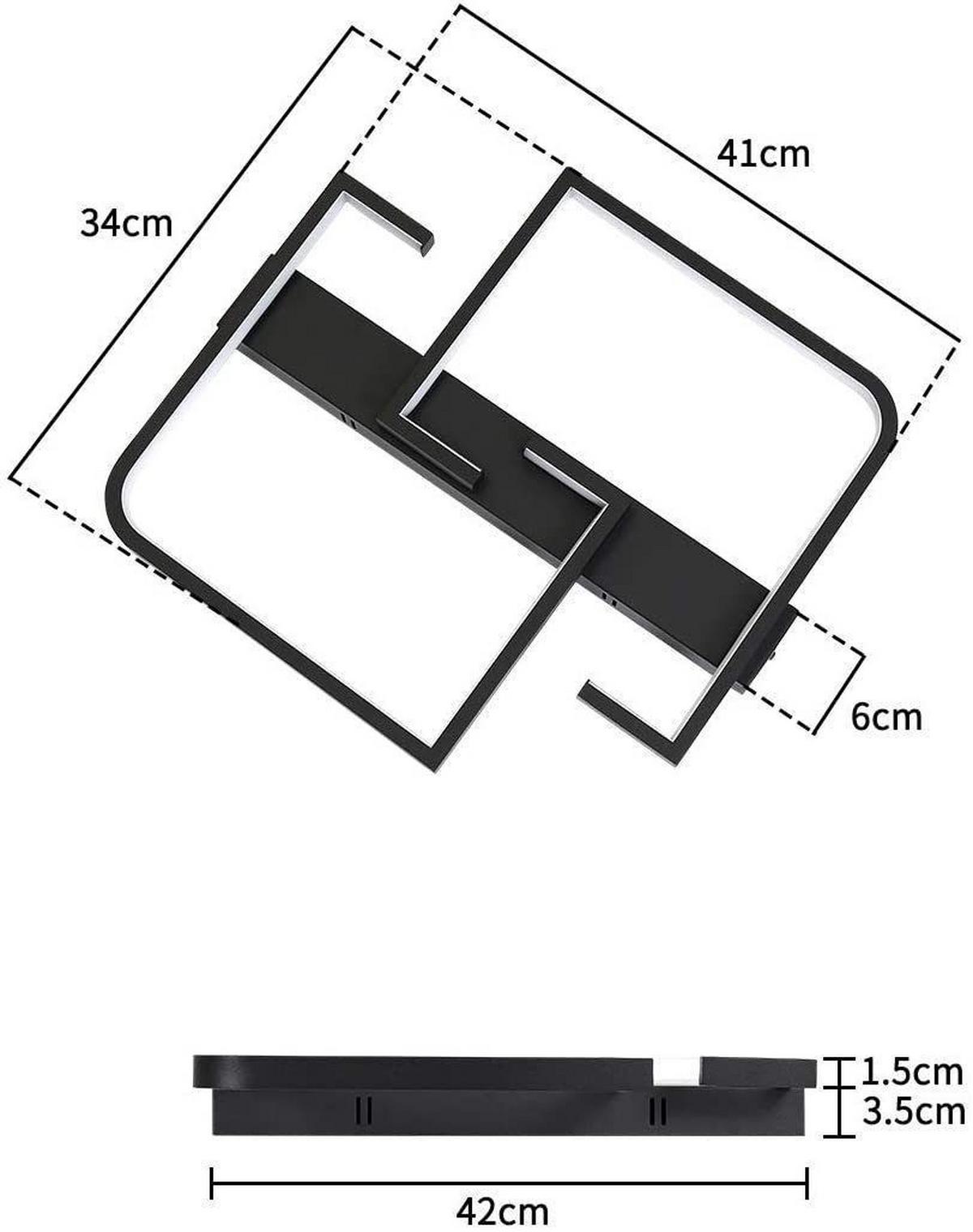 LED DECKENLEUCHTE Quenbyra 41/34/5 cm - Schwarz, Metall (41/34/5cm) - ZMH
