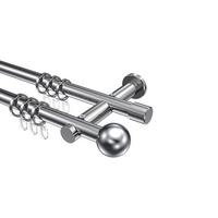 GARDINENSTANGE Platon Luino 120 cm, 2-läufig, 20 mm Ø Chrom - Chromfarben, Metall (120cm) - INTERDECO