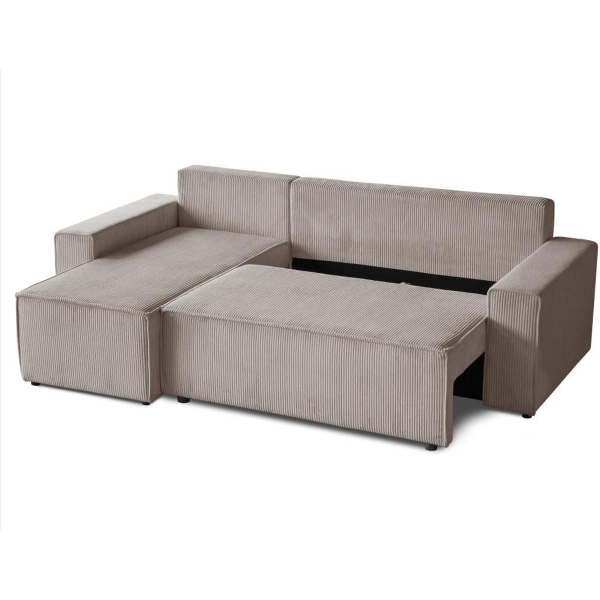 ECKSCHLAFSOFA mit Schlaffunktion Hektor, 247 cm, Ottomane 70 cm, cappuccino - Schwarz/Cappuccino, Kunststoff/Textil (247/152cm) - Beautysofa