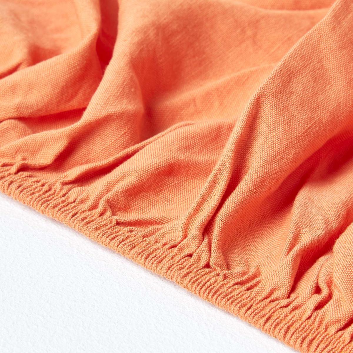 LEINEN-SPANNBETTLAKEN extra hoch, 60% Leinen & 40% Baumwolle - Orange, Textil (140/190cm) - Homescapes