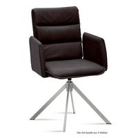 ARMLEHNSTUHL drehbar (4er-Set) Dulsea 52x92x60 Edelstahl/Espresso - Edelstahlfarben/Dunkelbraun, Kunststoff (60/92/52cm) - 58aufmkessel
