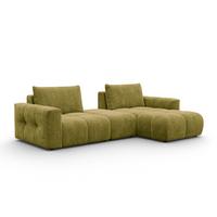 ECKSOFA VERONA 4-Sitzer RECHTS, Khaki - Schwarz/Grün, Holz/Textil (282/173cm) - Courtois Laville