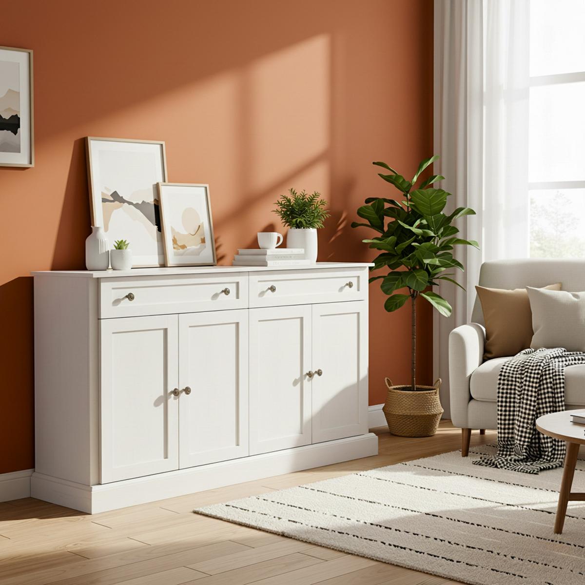 SIDEBOARD 150 cm in Antik Weiß - Creme, Holzwerkstoff (150/86/40cm) - Urban Meuble