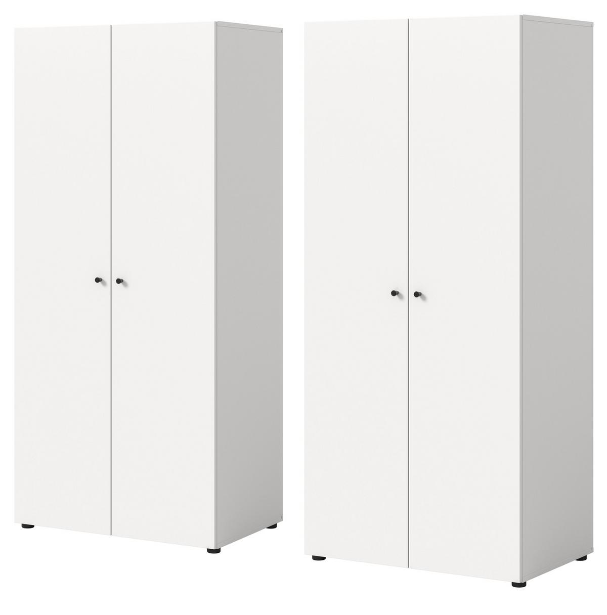 KLEIDERSCHRANK weiß 4-türig 160 cm, Drehtürenschrank mit Kleiderstangen - Schwarz/Weiß, Holzwerkstoff/Kunststoff (160/176/51cm) - Inn.Furn