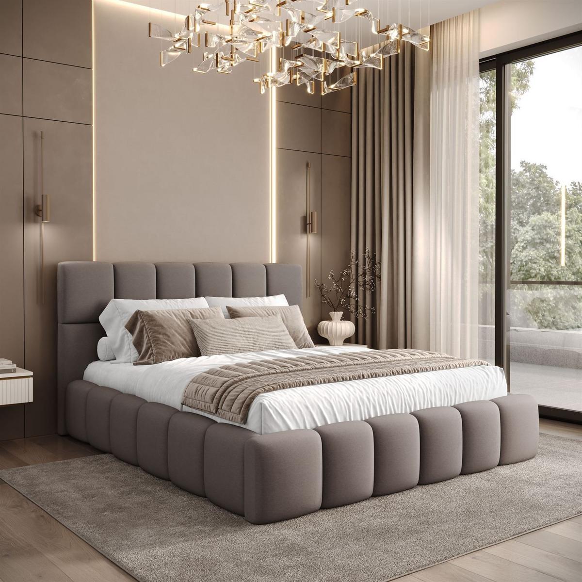 POLSTERBETT VENEZIA mit Bettkasten 120x200, Castel 20 - Taupe, Textil (120/200cm) - Lookway