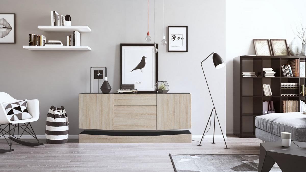 SIDEBOARD City Fronten in Eiche sägerau - Eiche San Remo, Holzwerkstoff (178/82/39cm) - Vladon