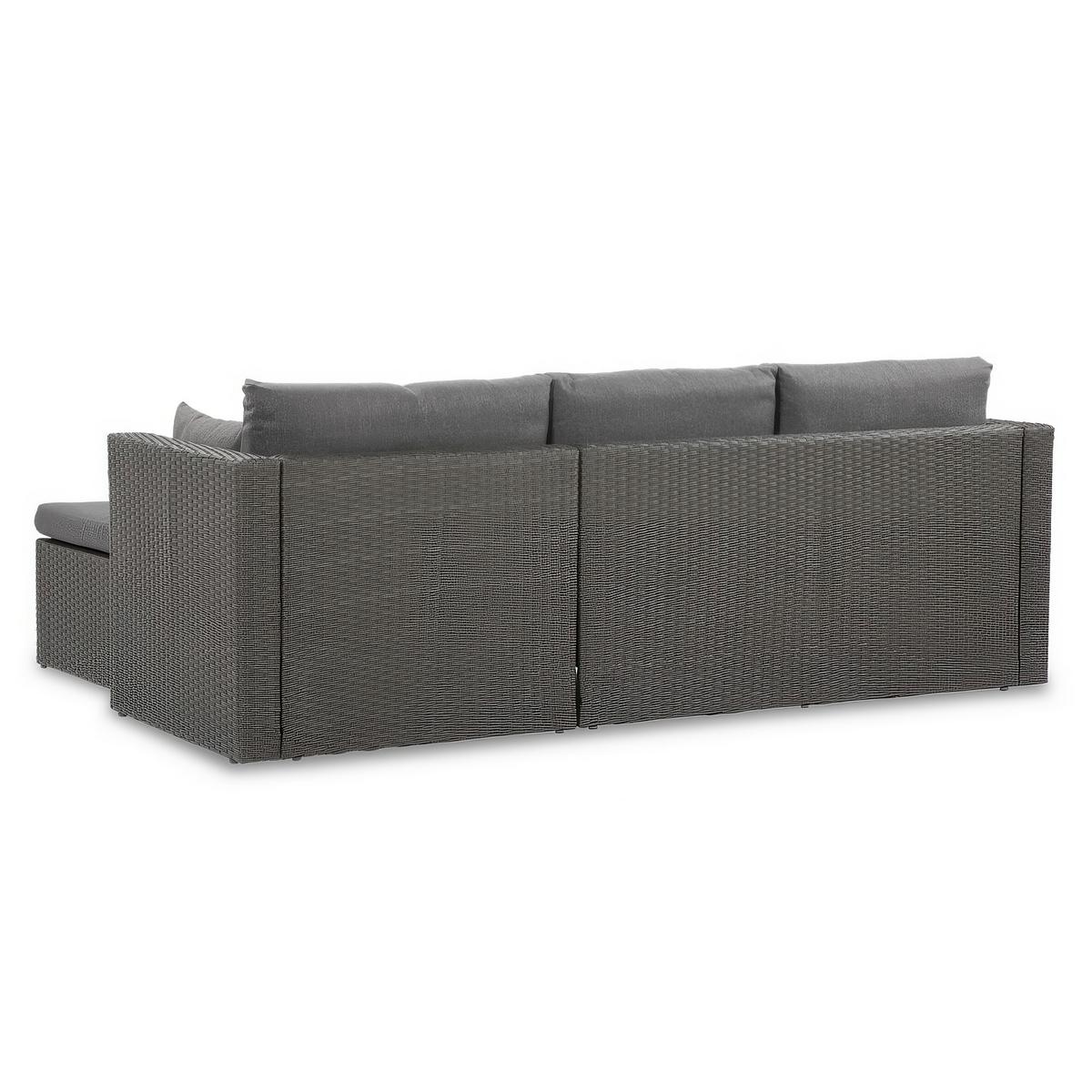 GARTENSET Sevilla, aus Technorattan, Ecksofa mit Couchtisch, Graphitfarben - Graphitfarben, Kunststoff - Beautysofa