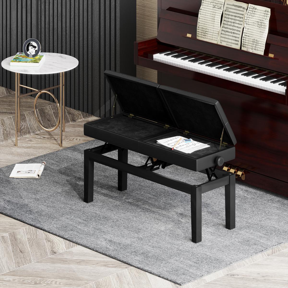 KLAVIERBANK mit Stauraum Pianobank Kunstleder, Schwarz - Schwarz, Kunststoff (37/58/105cm) - HOMCOM