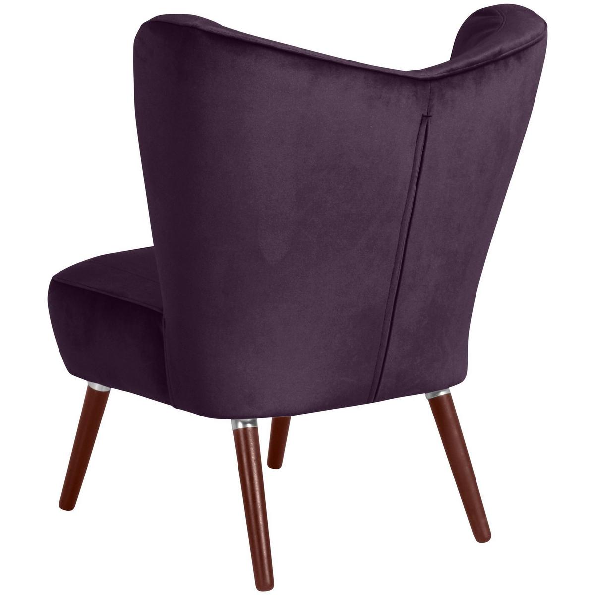 SESSEL Kathy Bezug Samtvelours Buche nussbaum dunkel / purple - Lila, Kunststoff (70/86/69cm) - 58aufmkessel