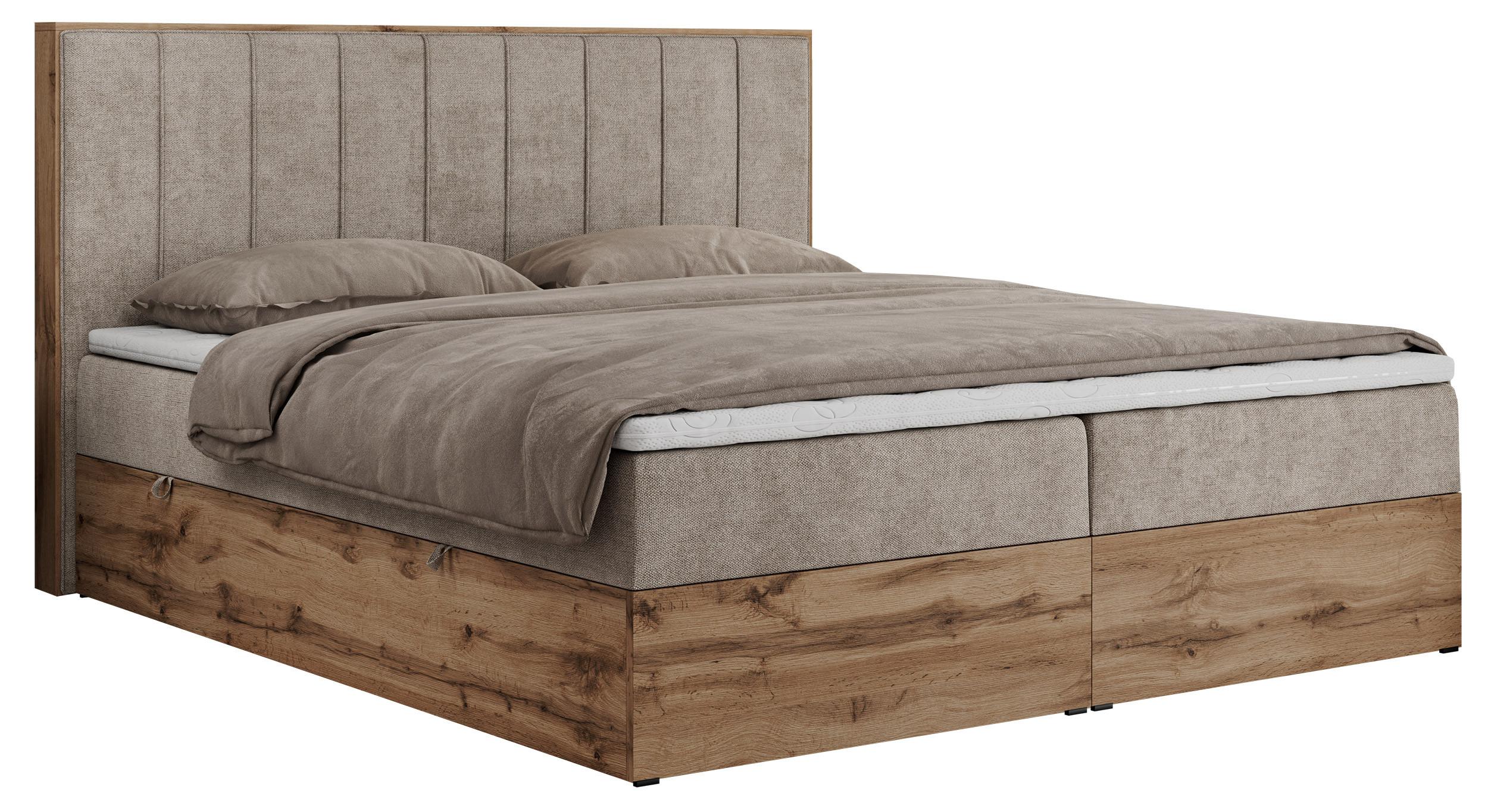 BOXBETT BELLISSIMO 140/200 Beige Struktur - H3 - Beige, Holz/Textil (140/200cm) - MKS