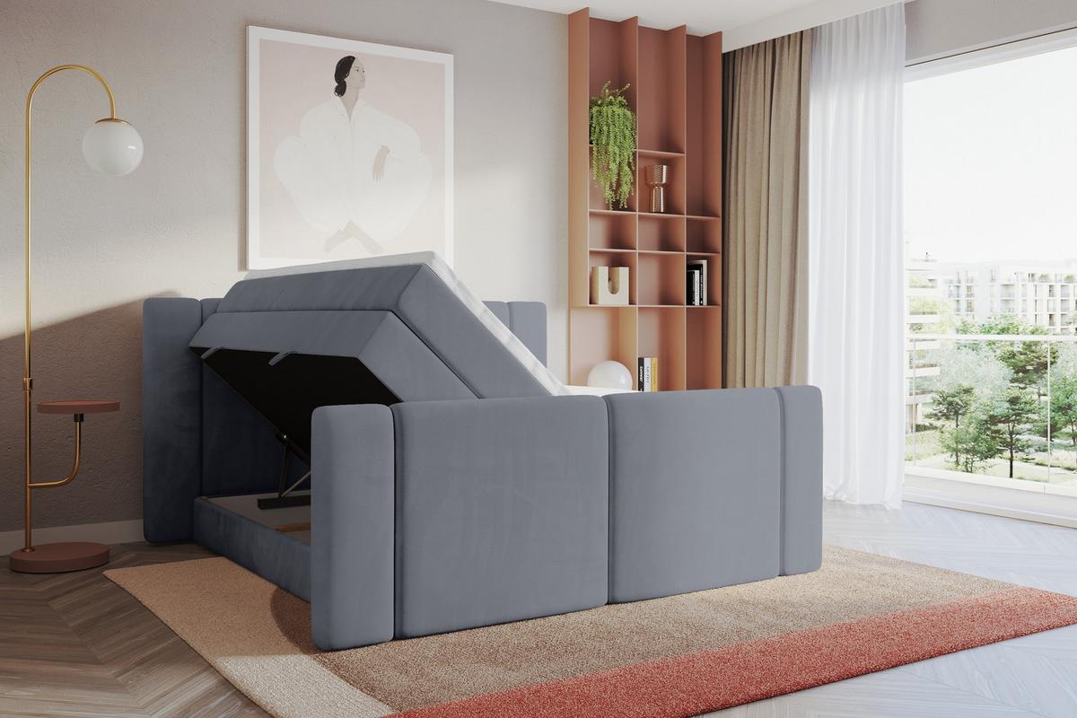 BOXSPRINGBETT mit Matratze H3/H4 - EVON KING Zanozek - 180x200 cm Grau - Grau, Holzwerkstoff (180/200cm) - ALTDECOR