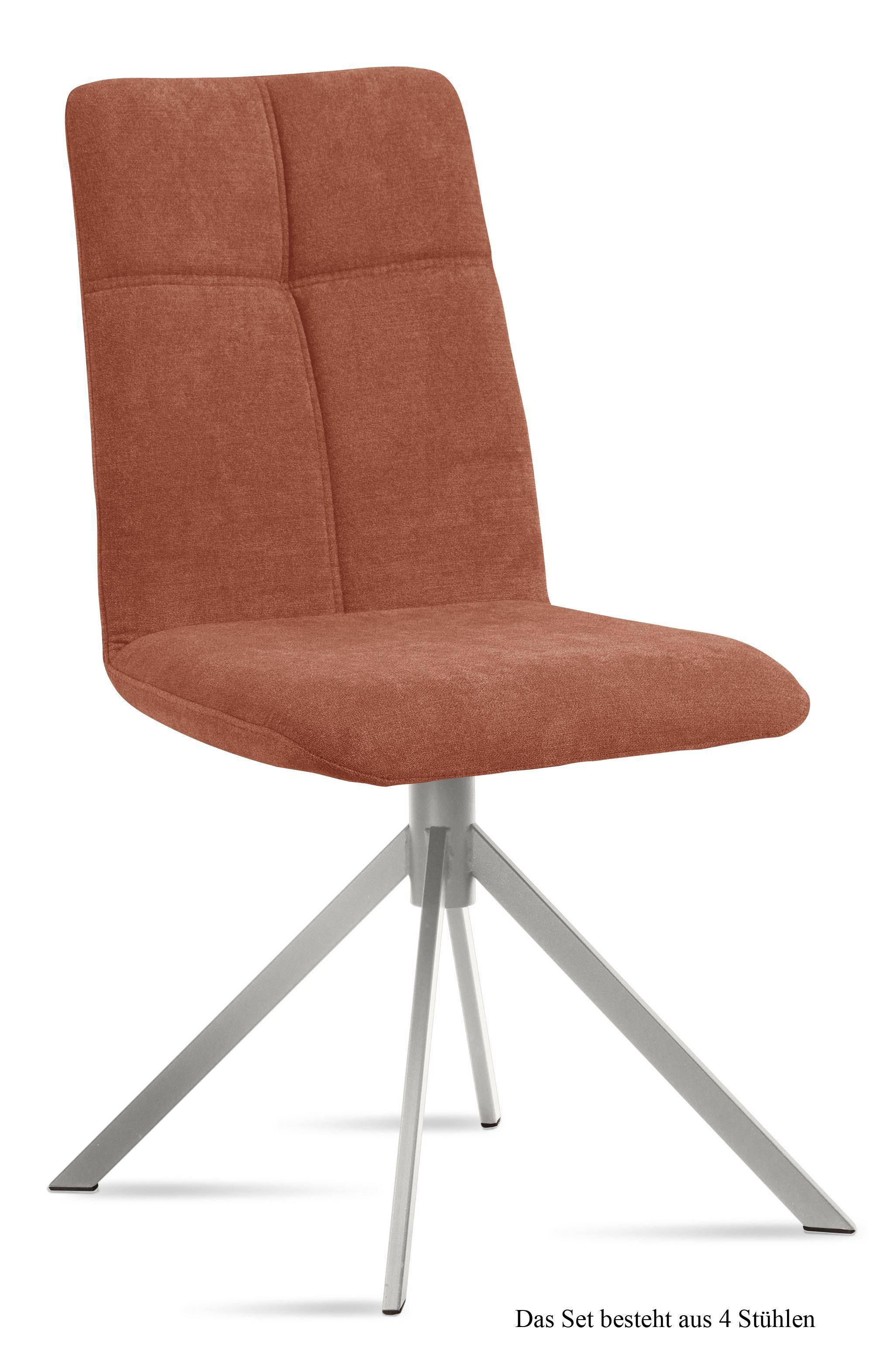 ESSZIMMERSTUHL (4er-Set) Dorine 47x92x60 Edelstahl/Cognac - Edelstahlfarben/Cognac, Kunststoff (60/92/47cm) - 58aufmkessel