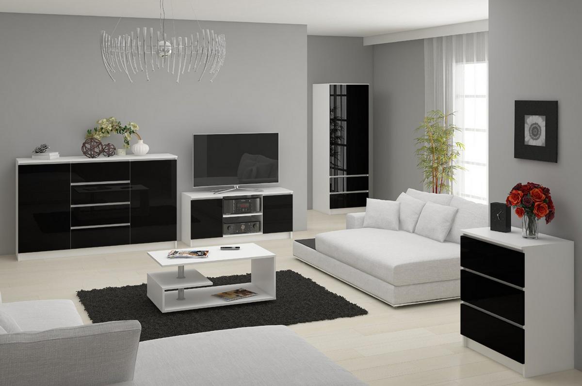 KOMMODE Weiß, Schwarz Glanz 99/160/40 - Weiß, Holzwerkstoff (160/99/40cm) - RAUMHIRSCH FURNITURE