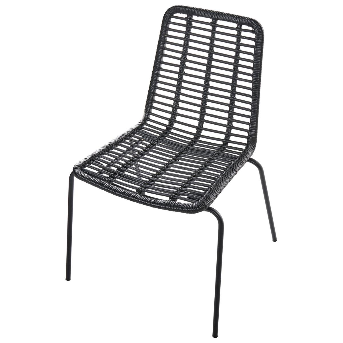 ESSZIMMERSTUHL 2er-Set Rattan Schwarz Taos - Schwarz, Naturmaterialien (56/82/55cm) - Beliani