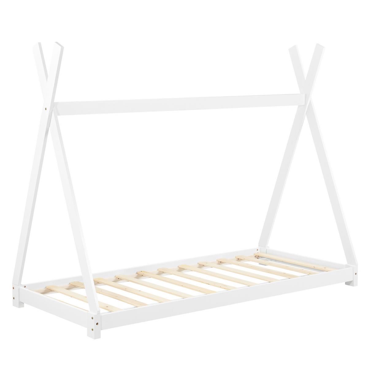 KINDERBETT Onejda mit Matratze - Weiß, Holz/Textil (90/200cm) - [en.casa]