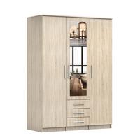 DREHTÜRENSCHRANK150/207/57/61CM Szantal 3D Sonoma/Sonoma - Alufarben/Sonoma Eiche, Glas/Holzwerkstoff (151/210/59cm) - imoebel24