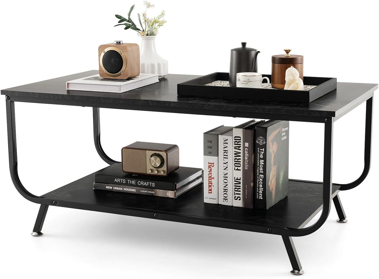 COUCHTISCH Schwarz - Schwarz, Holz (55/105/47cm) - COSTWAY