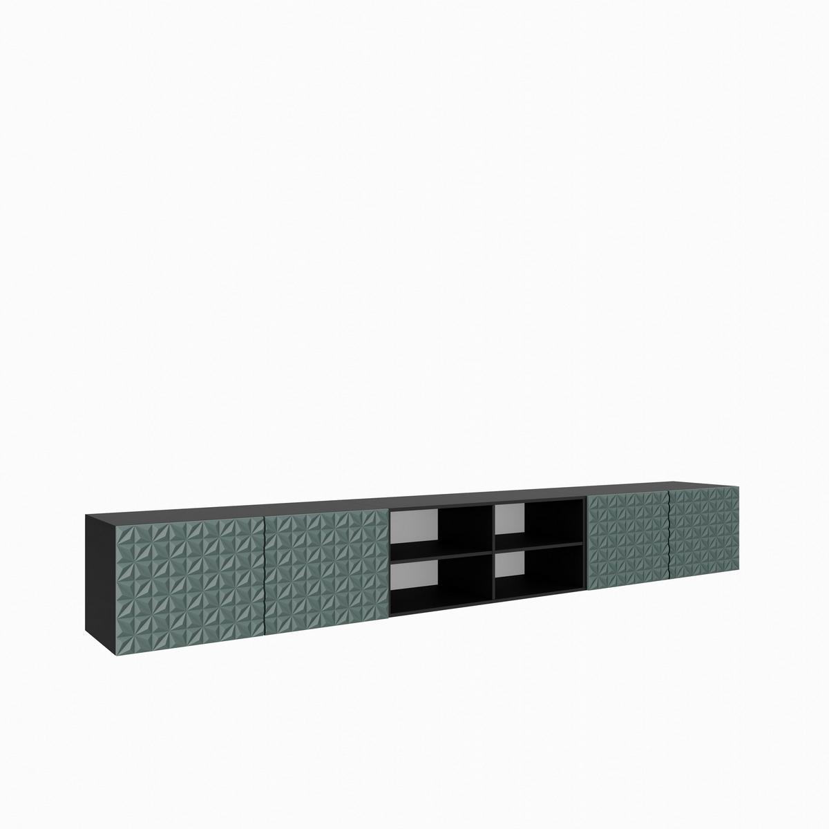 LOWBOARD ROVA 300/41/40 cm, Hängender TV-Schrank Schwarz / Grün - Schwarz/Grün, Holzwerkstoff (300/41/40cm) - MASSENO